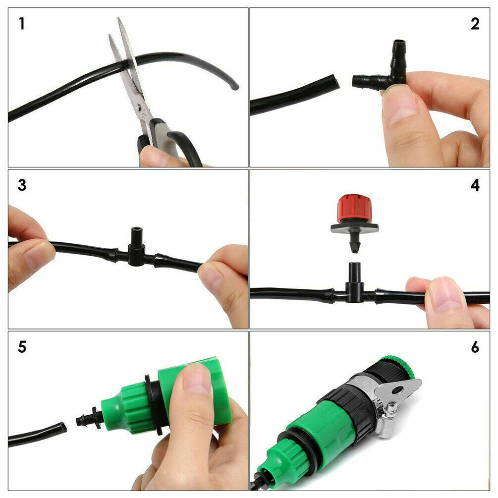 100ft Drip Irrigation System Garden Plant Self Watering Hose Micro Sprinkler Kit