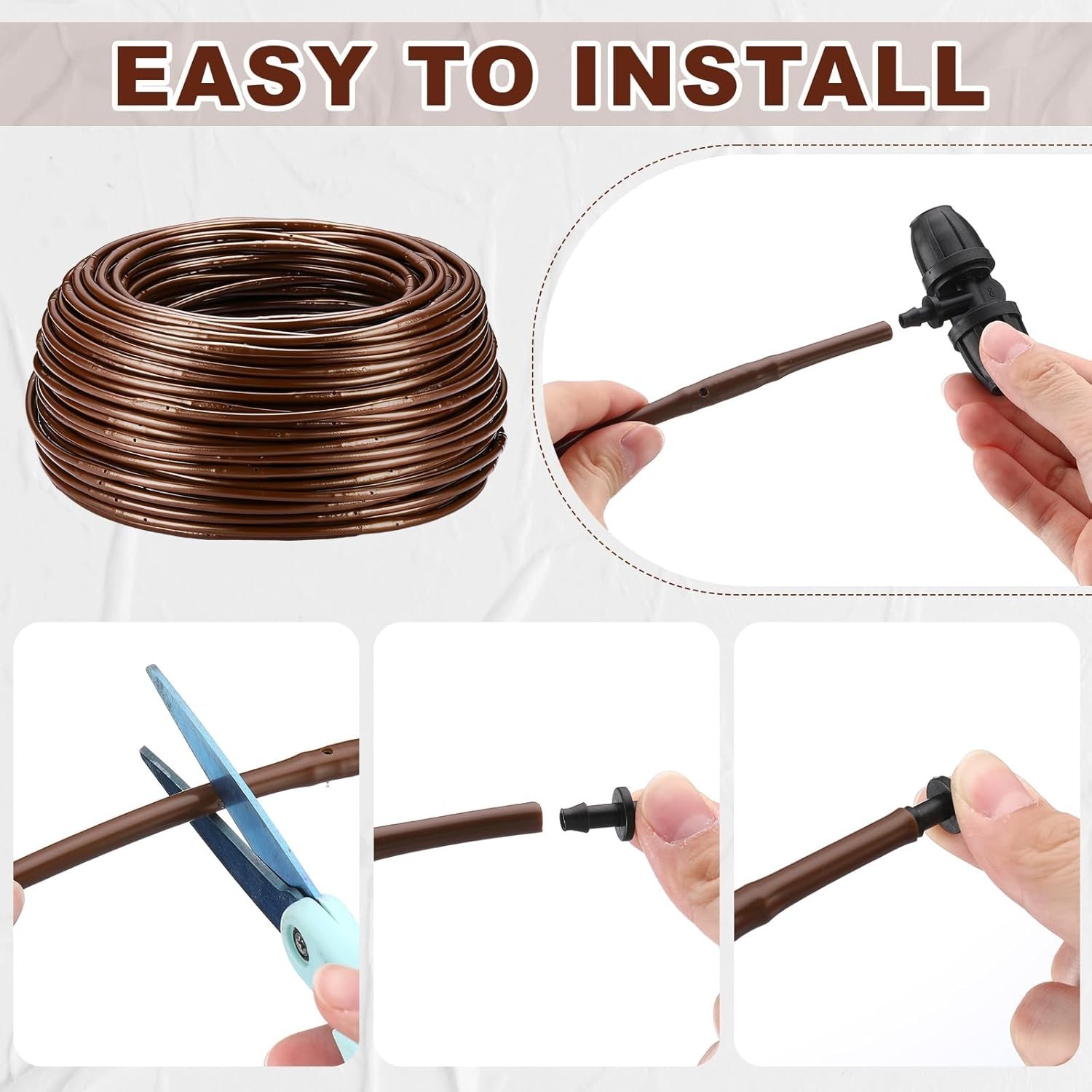 Nuanchu 328 ft 1/4 Inch Drip Irrigation Tubing Hose with 6″ Emitter Spacing W…