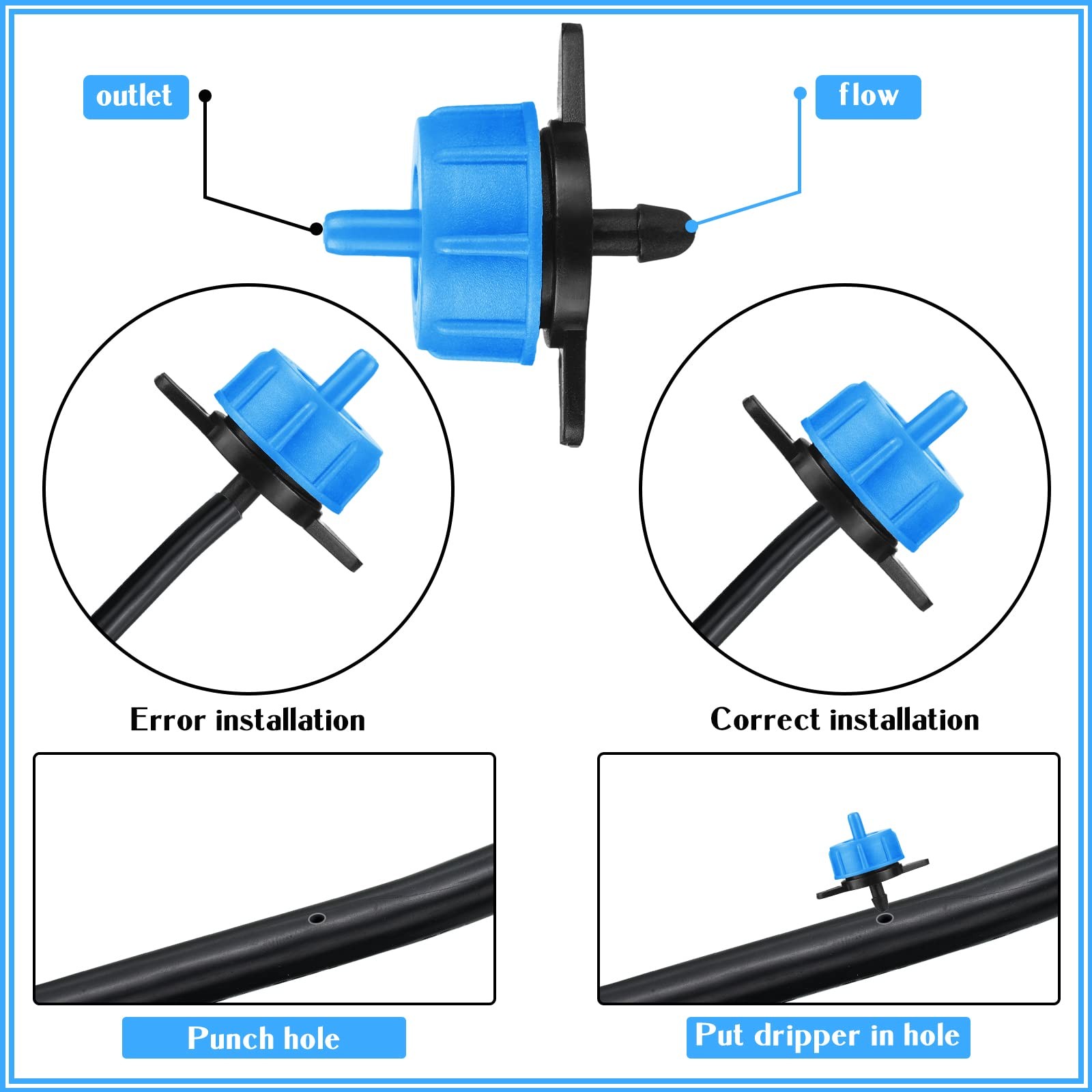 100 Pcs Pressure Compensating Drip Emitters for Garden Irrigation System