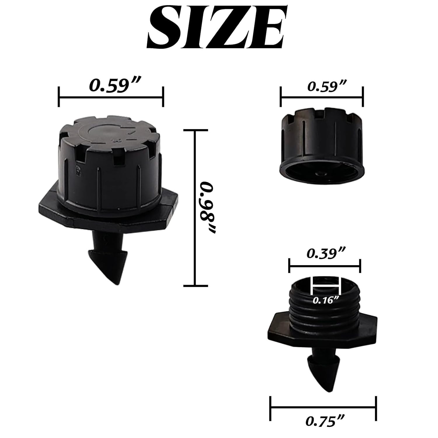200PCS Adjustable Irrigation Drippers Sprinklers 1/4 Inch Emitter Dripper Micro