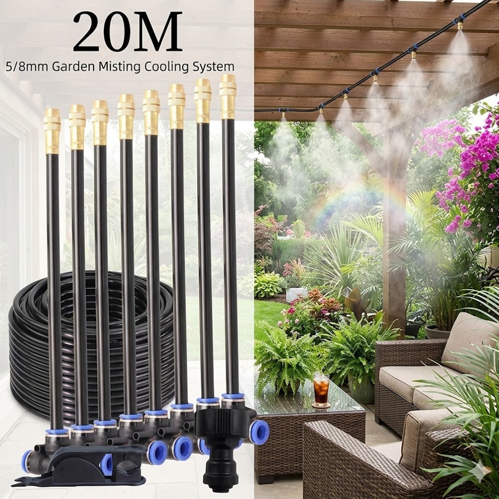 65 ft Adjustable Drip Irrigation Kit Automatic Garden Watering System 360° Drip