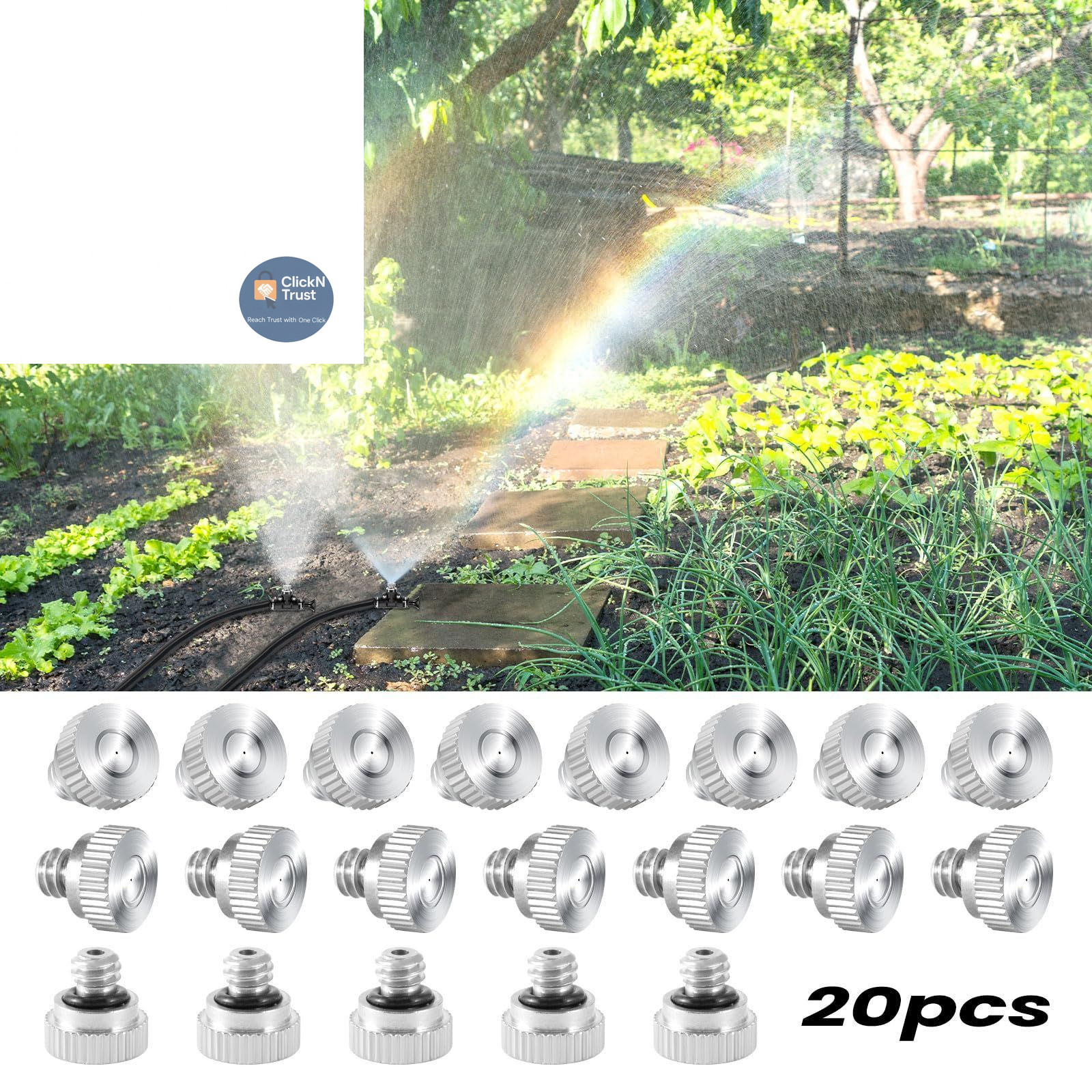 20 Pcs Brass Misting Nozzles for Outdoor Cooling 20